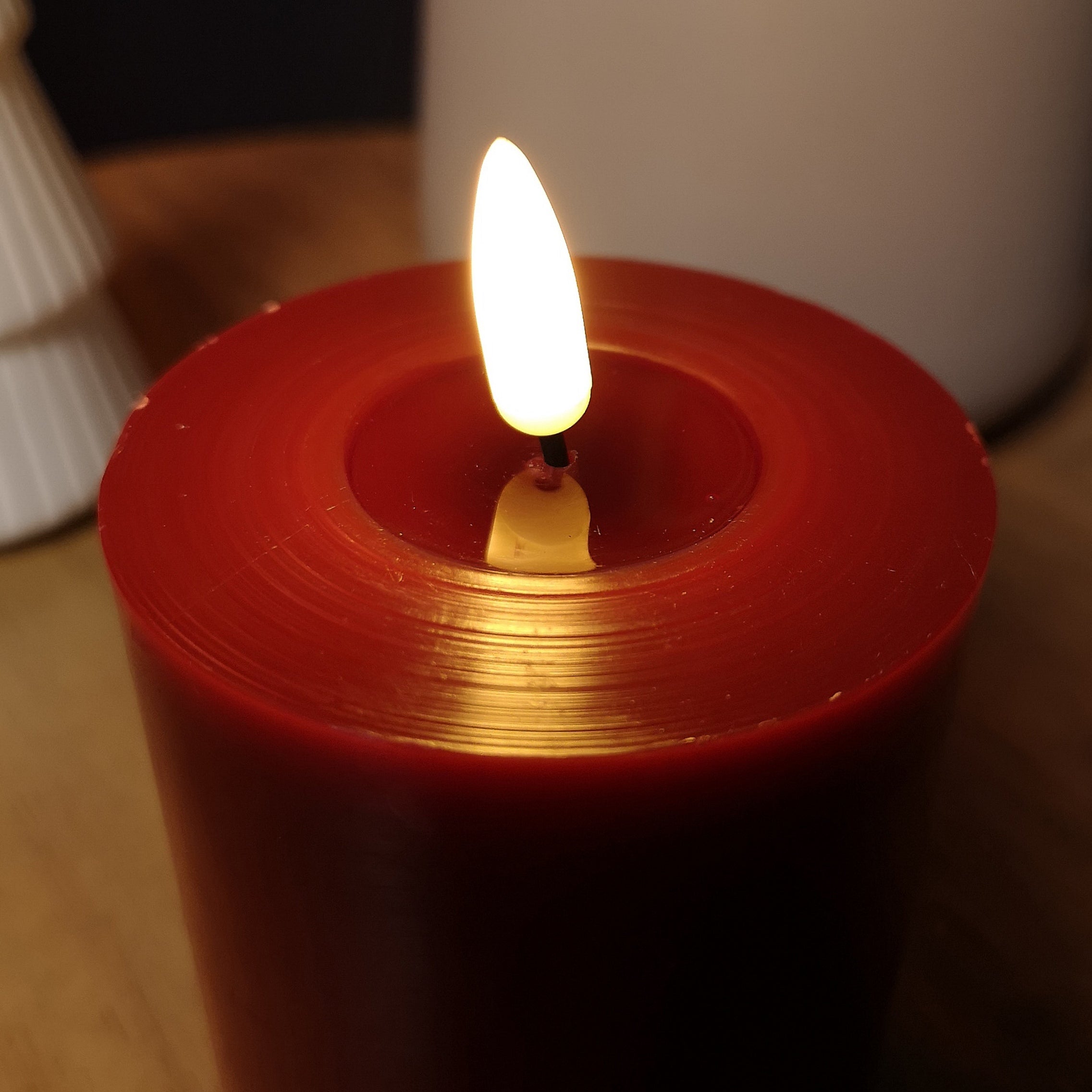 10cm Battery Operated Red Melted Top Flickabright LED Candle