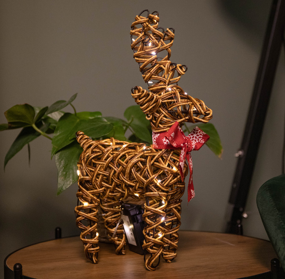 37cm Battery Operated Light up Brown Christmas Reindeer with 40 Warm White LEDs