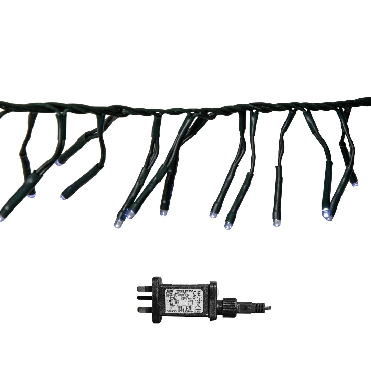 12.4m 960 LED Christmas Cluster Multi-Action String Lights with Timer in White