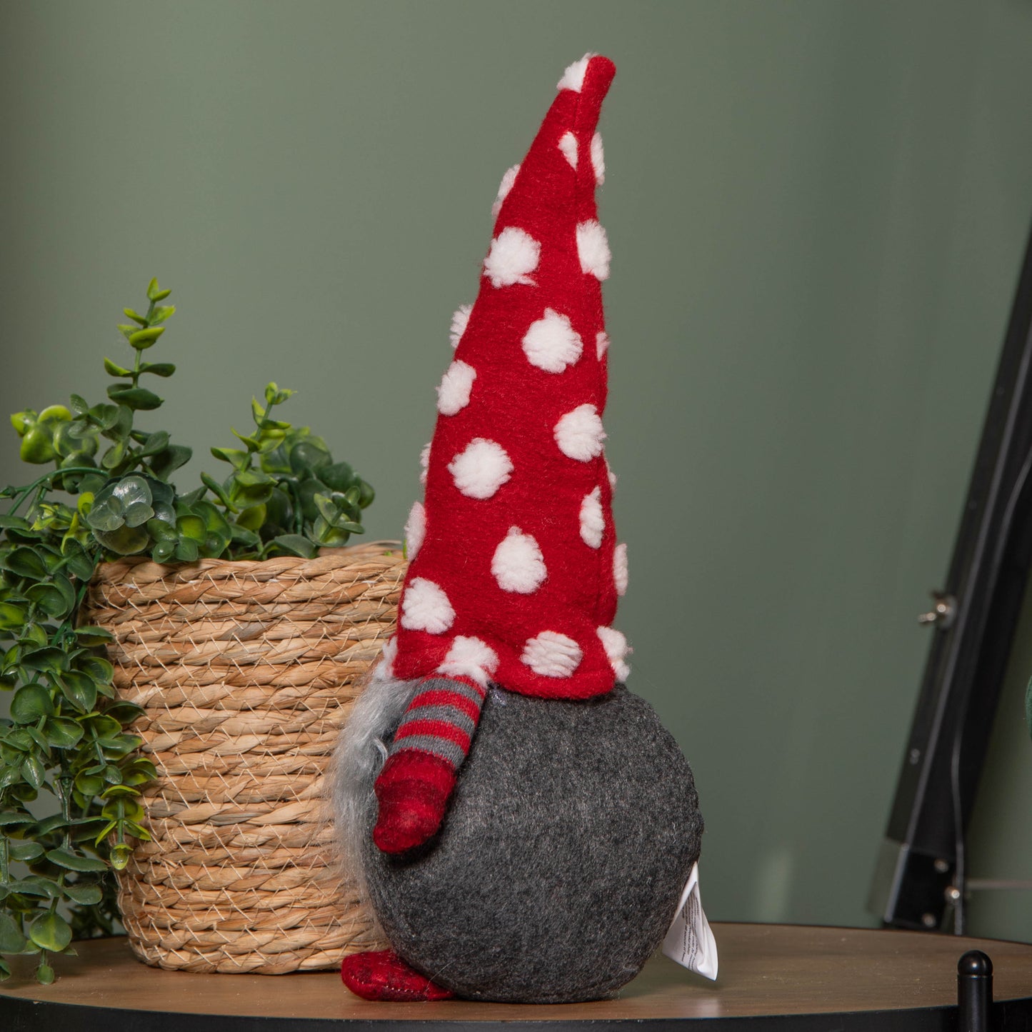 32cm Festive Christmas Red & Grey Bearded Gonk with White Polka Dot Hat