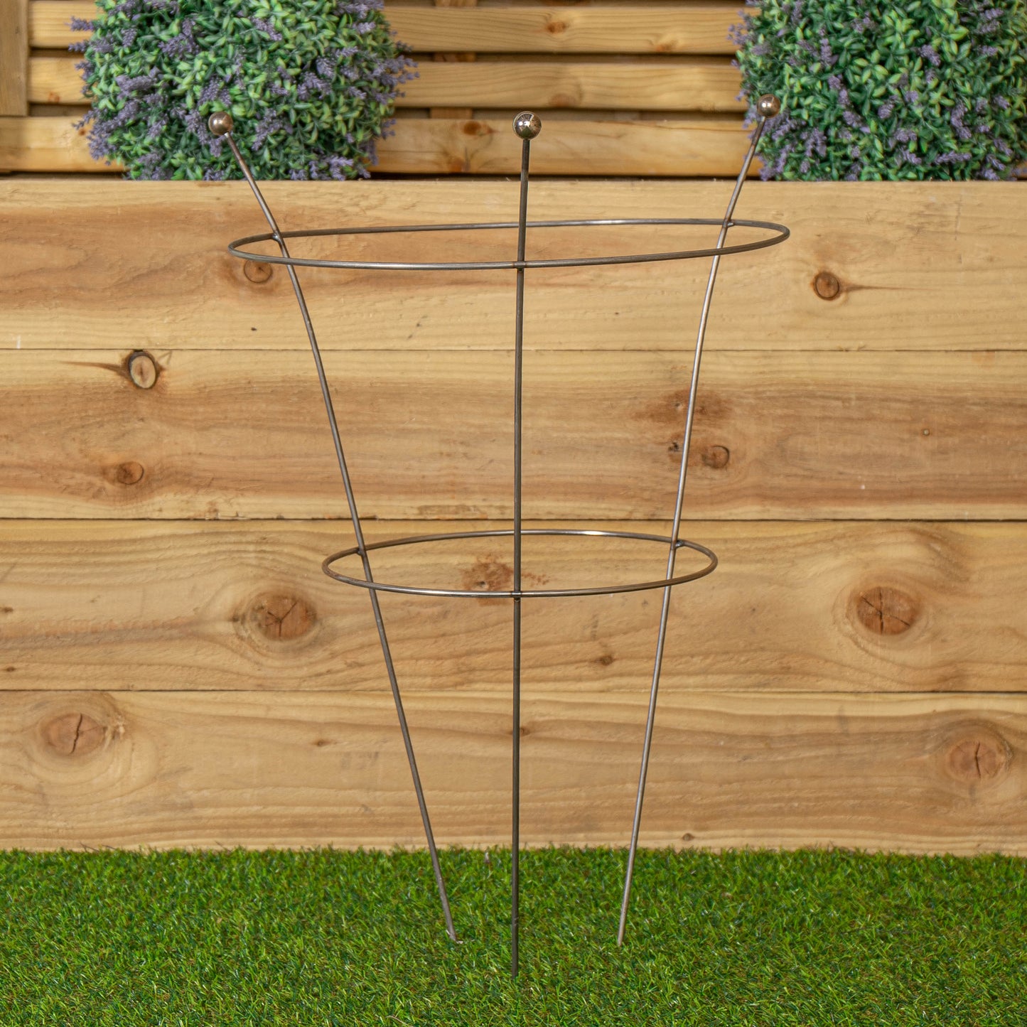 Set of 2 54cm x 40cm Medium Bare Rusted Steel Garden Plant Supports
