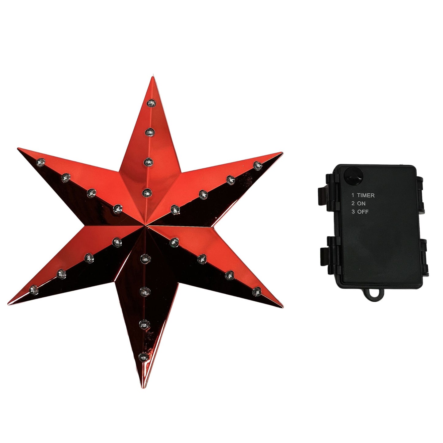 20cm Battery Operated Light up Hanging Christmas Shooting Star Bauble in Ruby with LEDs