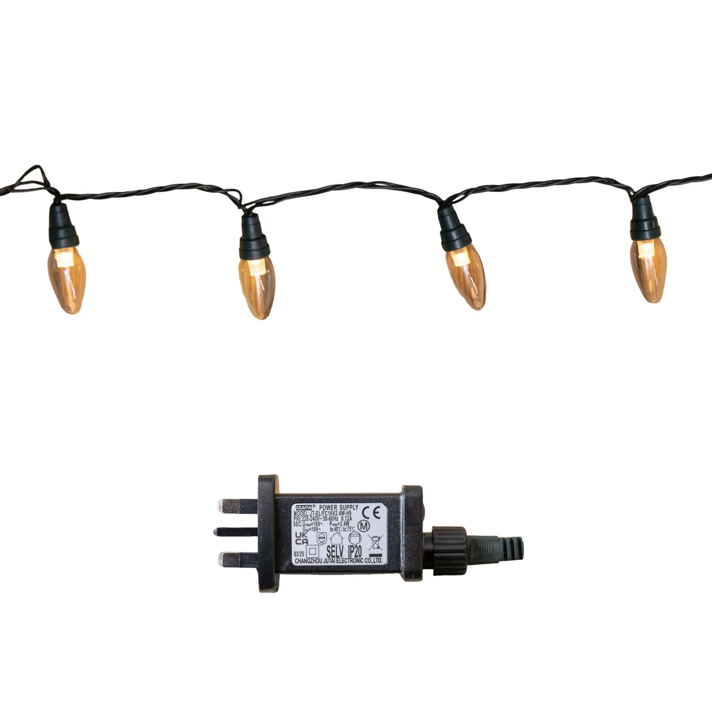 11.9m 120 LED Multi-Action Christmas String Lights C6 Bulbs in Warm White
