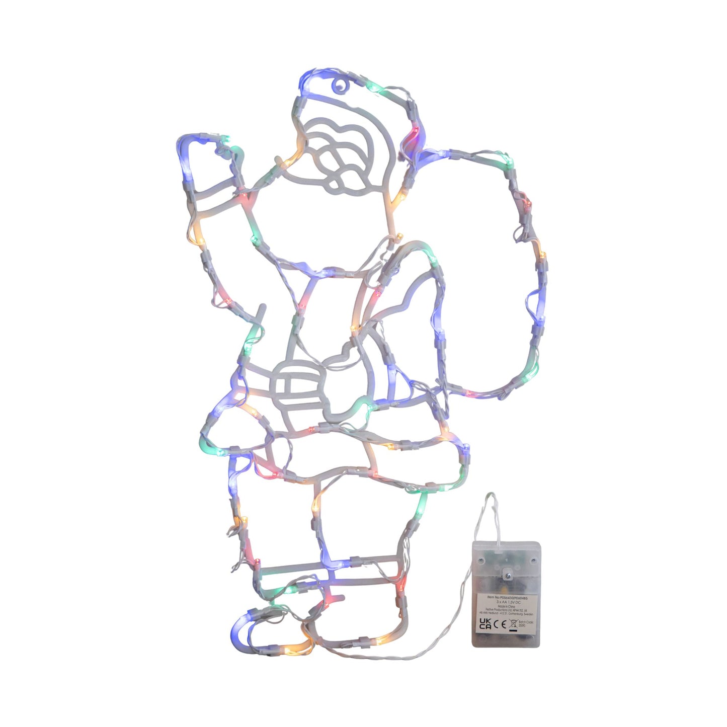 44cm Battery Powered Light up Hanging Christmas Santa with Multi-Coloured Multi-Action LEDs