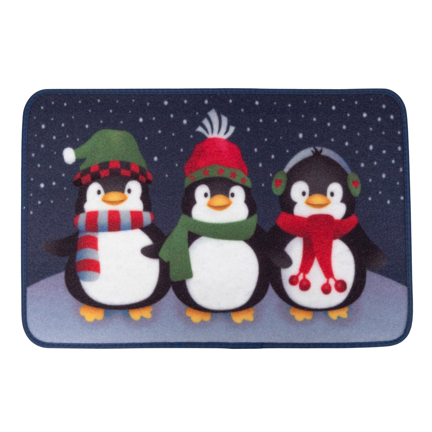 60cm x 40cm Frosty Penguins Fabric Christmas Doormat
