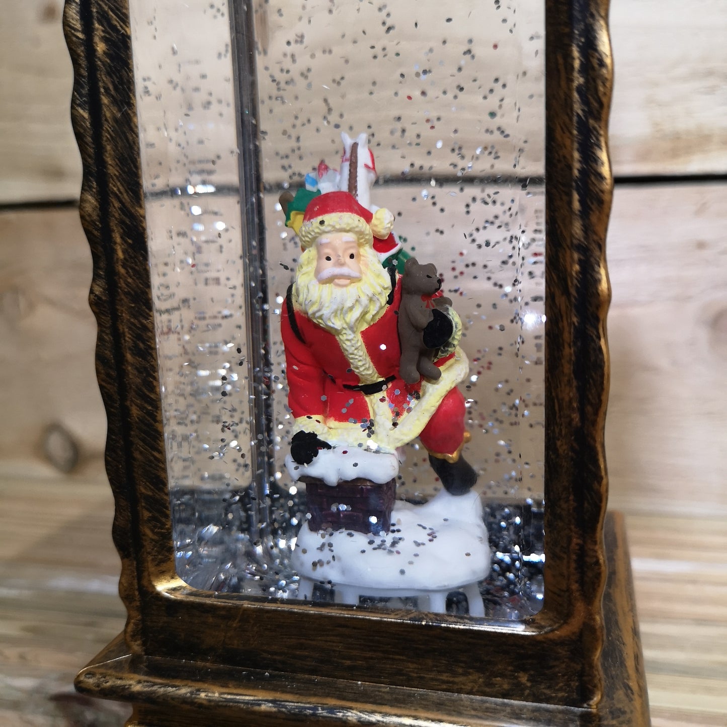 27cm Premier Christmas Water Spinners Antique Effect Lantern with Santa Scene Dual Powered