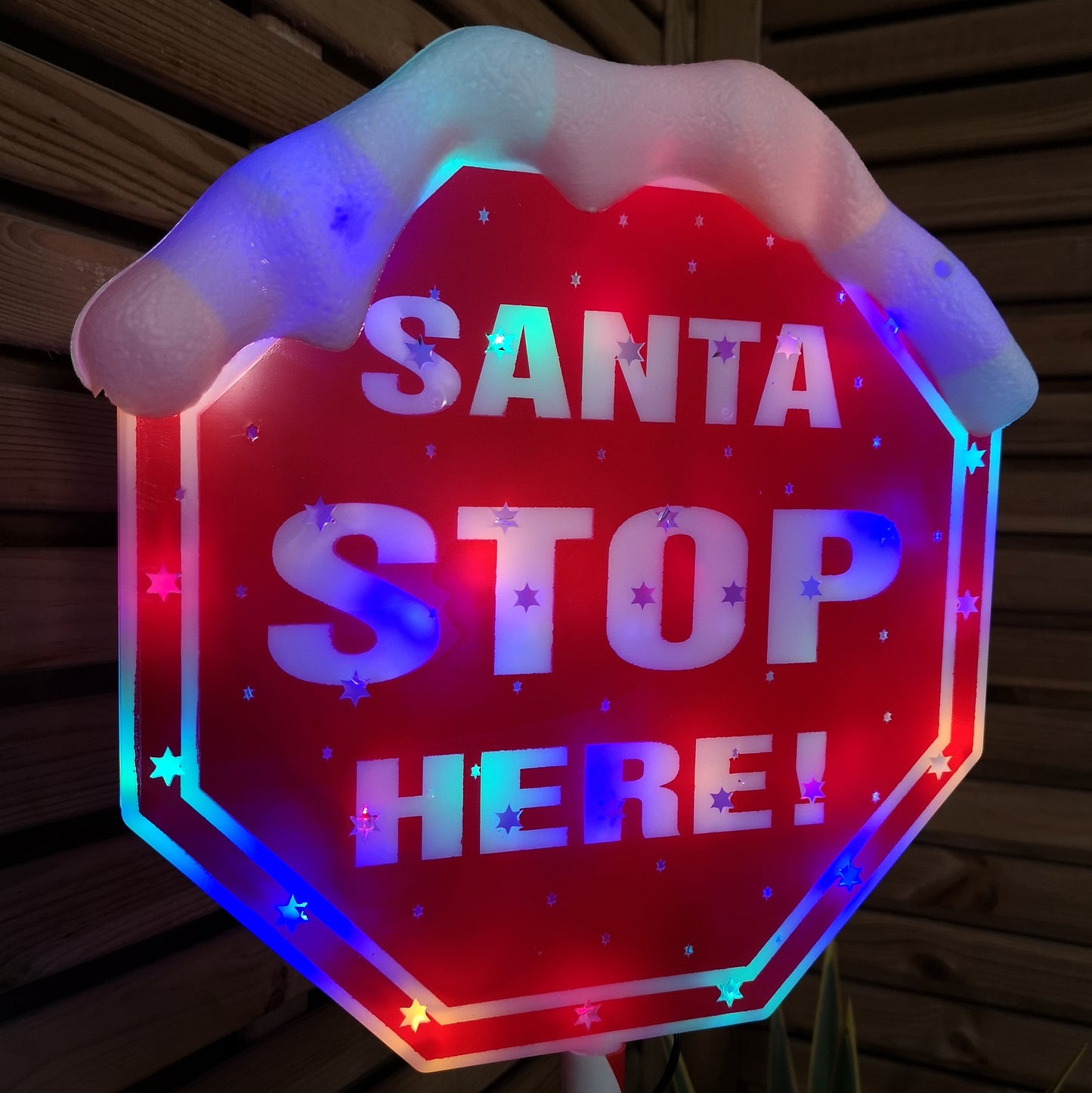 Premier Christmas Light up Santa stop here Garden Patio Sign 110m