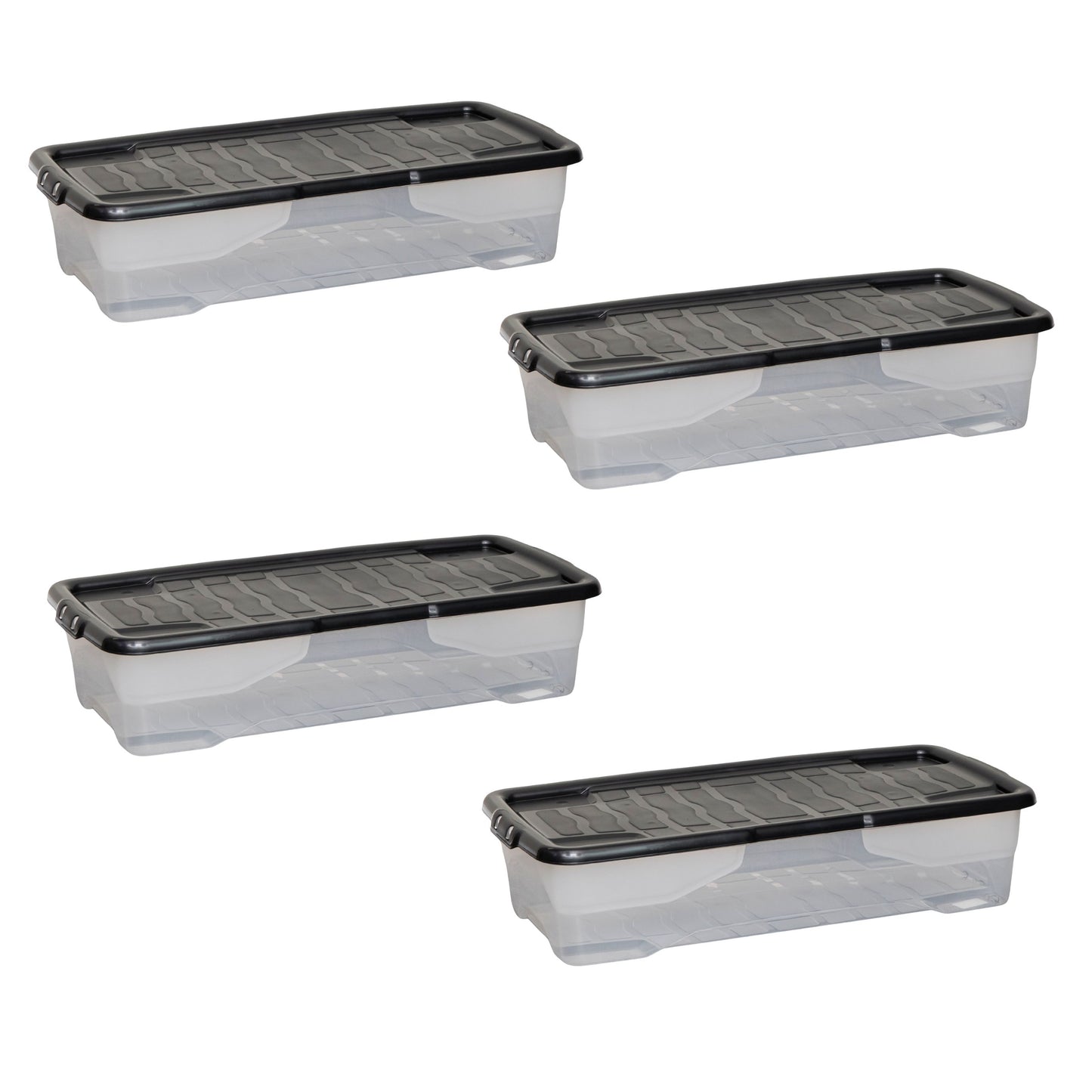 4 Pack of 42L Under Bed Clear Stackable and Nestable Storage Boxes