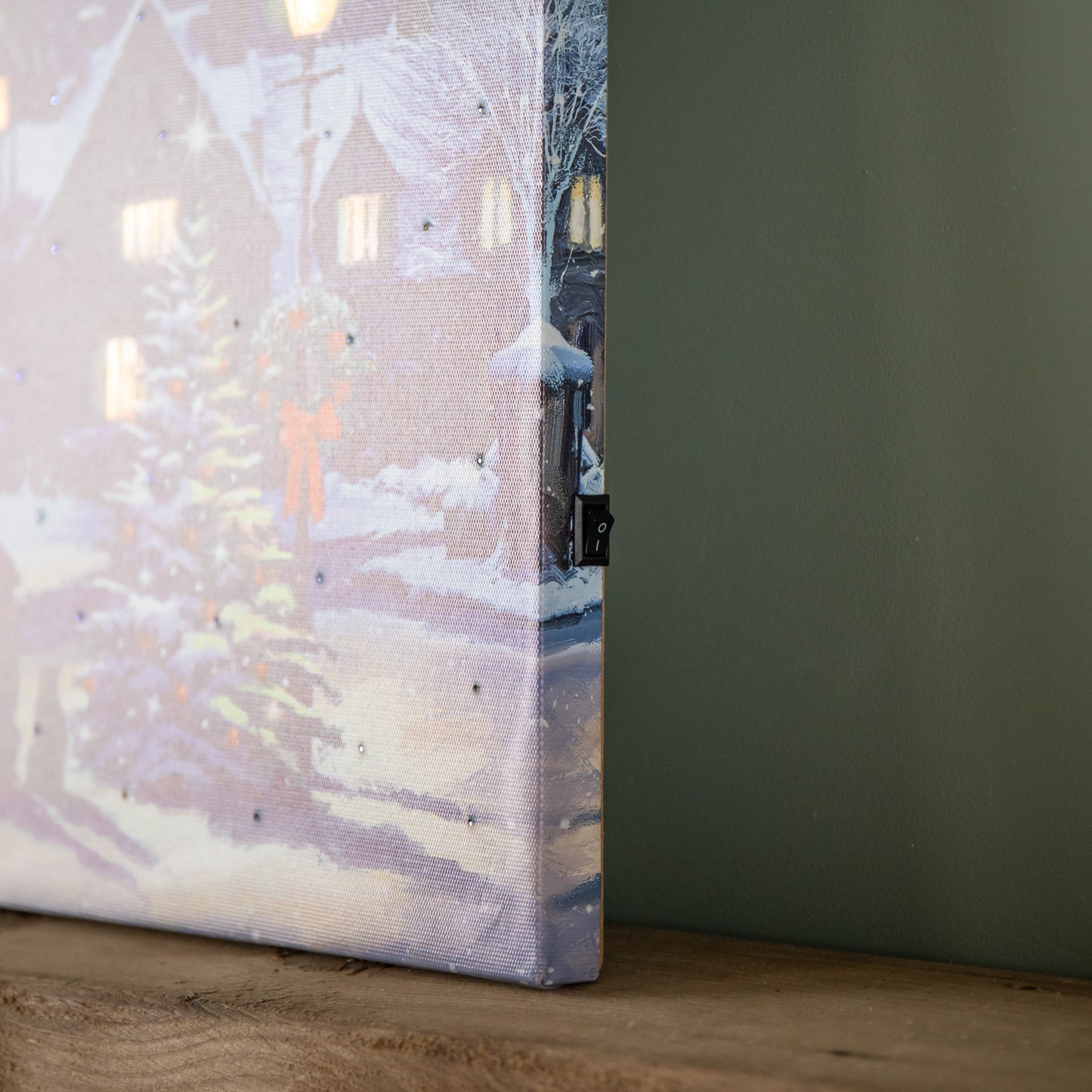 40 x 40cm Battery Operated Light up Christmas Santa & Dog Scene Wall Art with LEDs