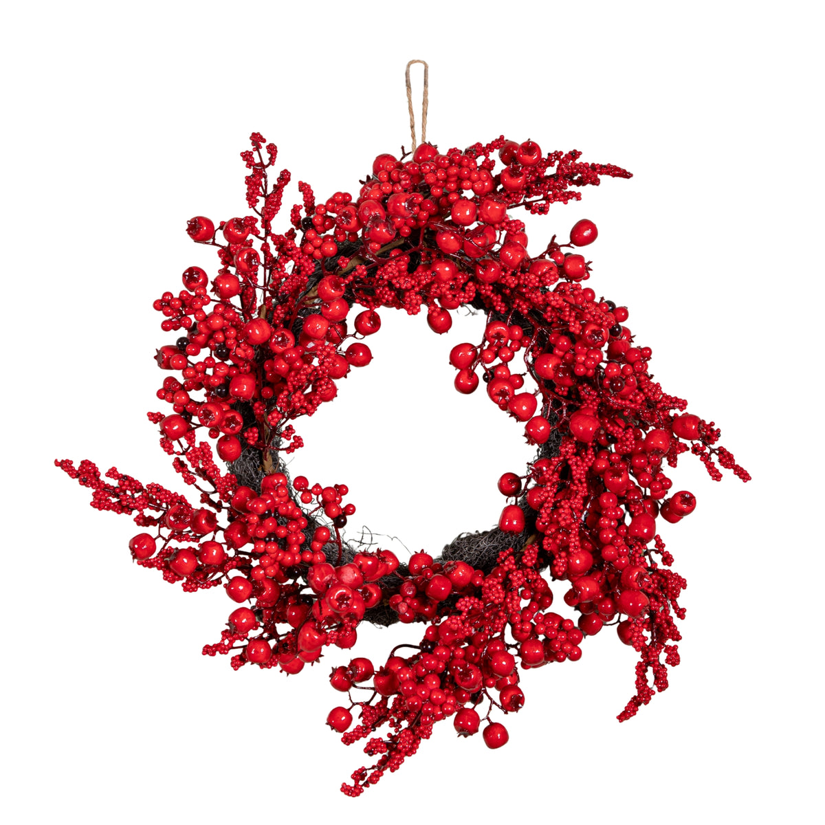 60cm Hanging Red Berry Burst Christmas Wreath
