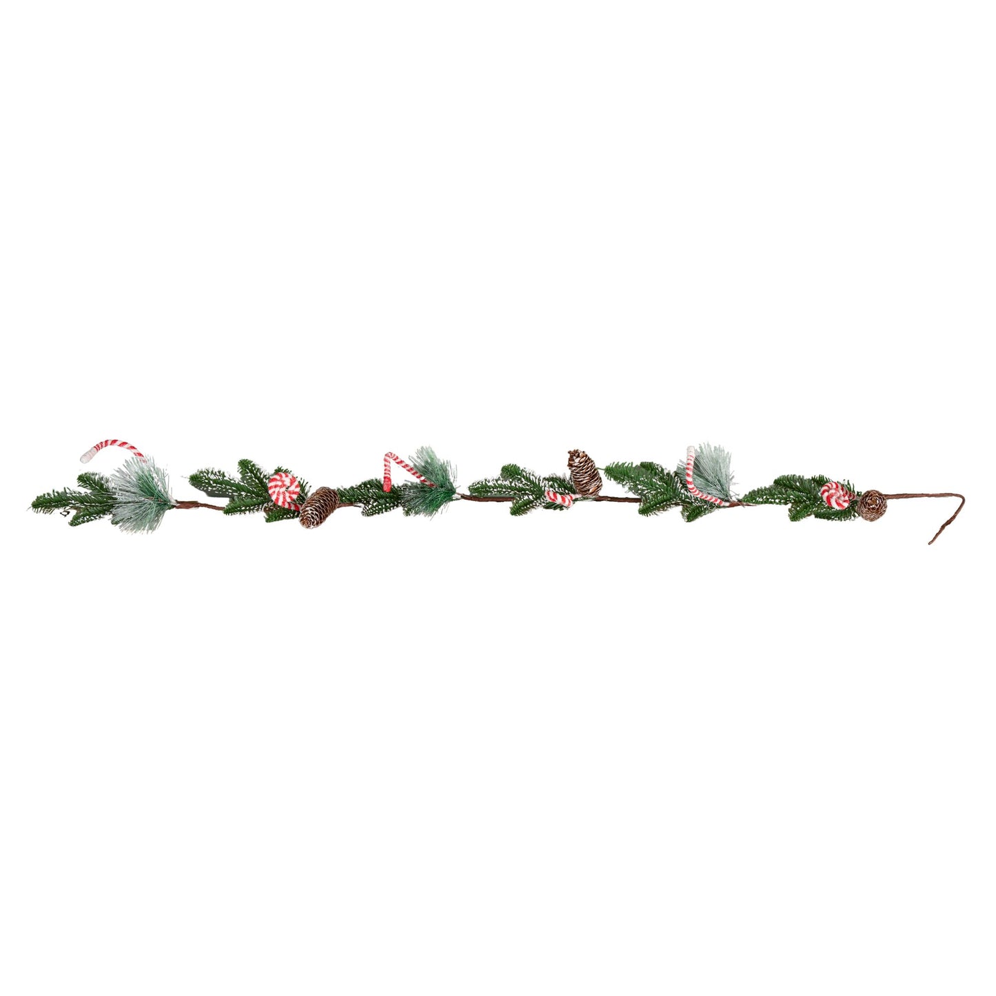 1.3m Candy Swirls Christmas Garland with Frosted Pinecones and Candy Canes