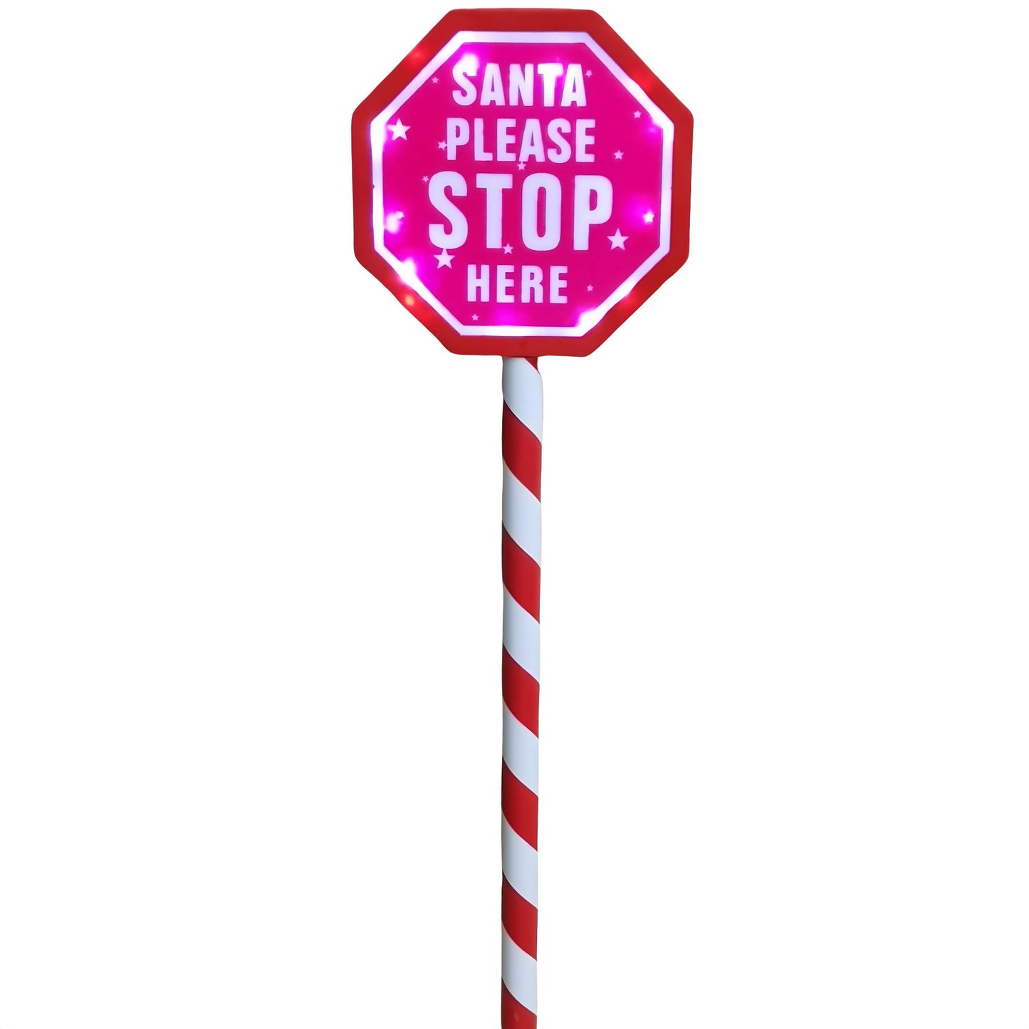 80cm Premier Christmas Sign - Santa Please Stop Here with LED & Timer