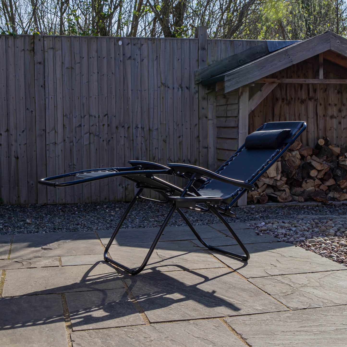 Black Multi Position Textoline Zero Gravity Garden Relaxer Chair Lounger