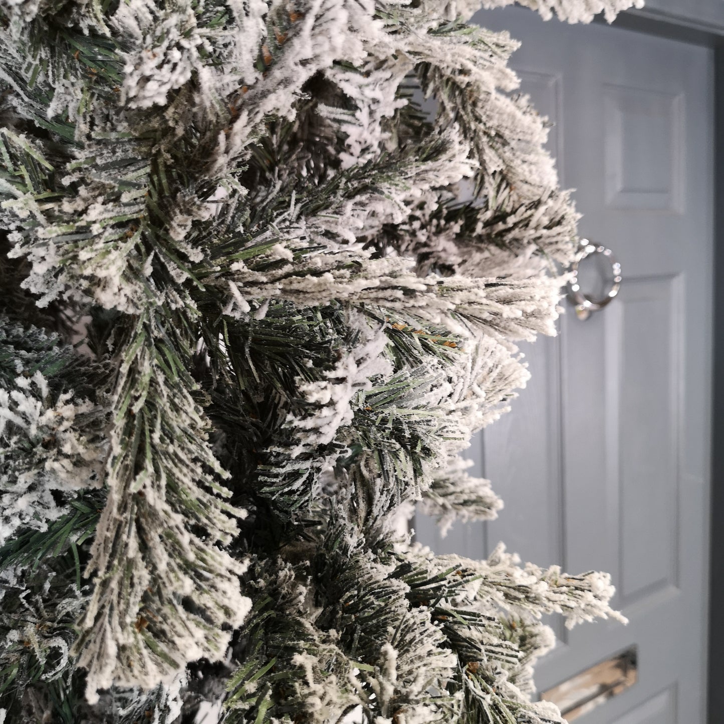 Factory Seconds: 8ft Indoor Flocked PVC Christmas Tree Arch with Snow Tips and Flat Top