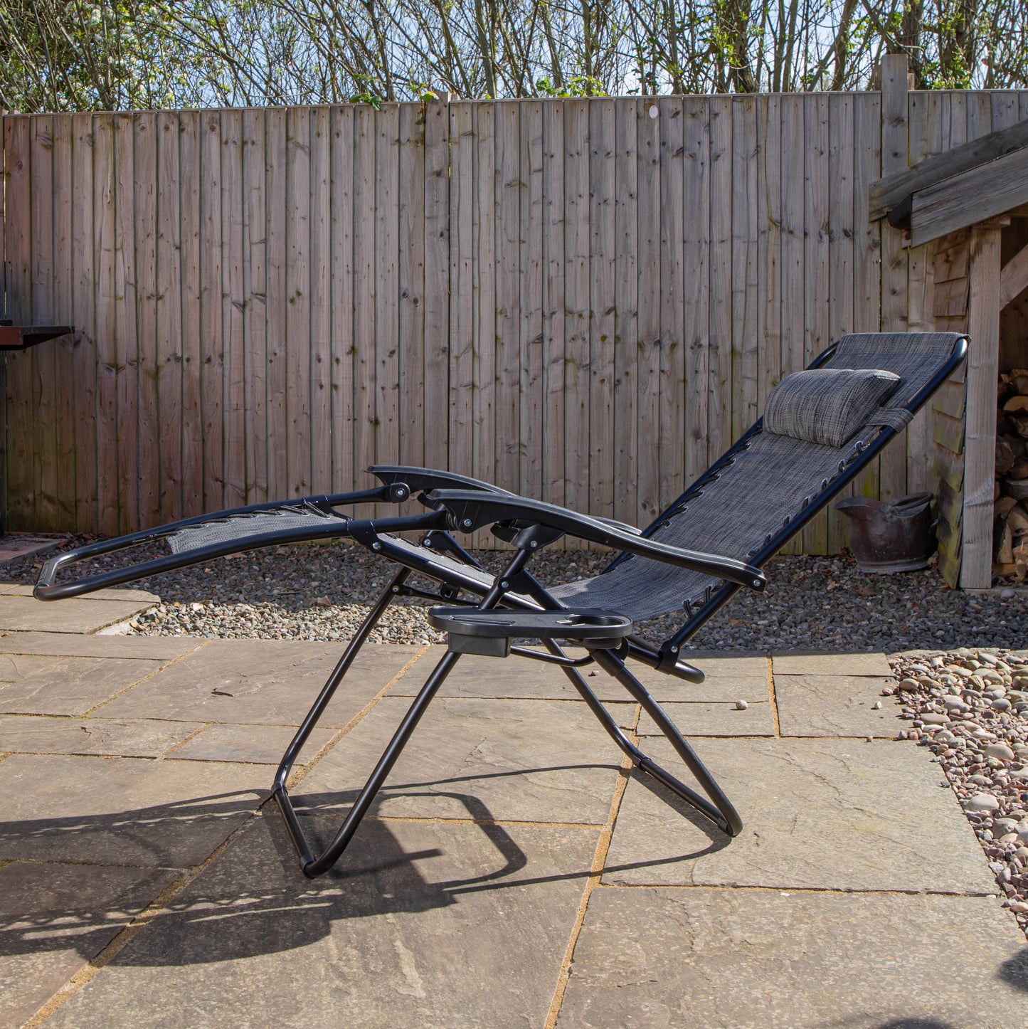 Multi Position Garden Zero Gravity Relaxer Chair Sun Lounger in Mixed Grey
