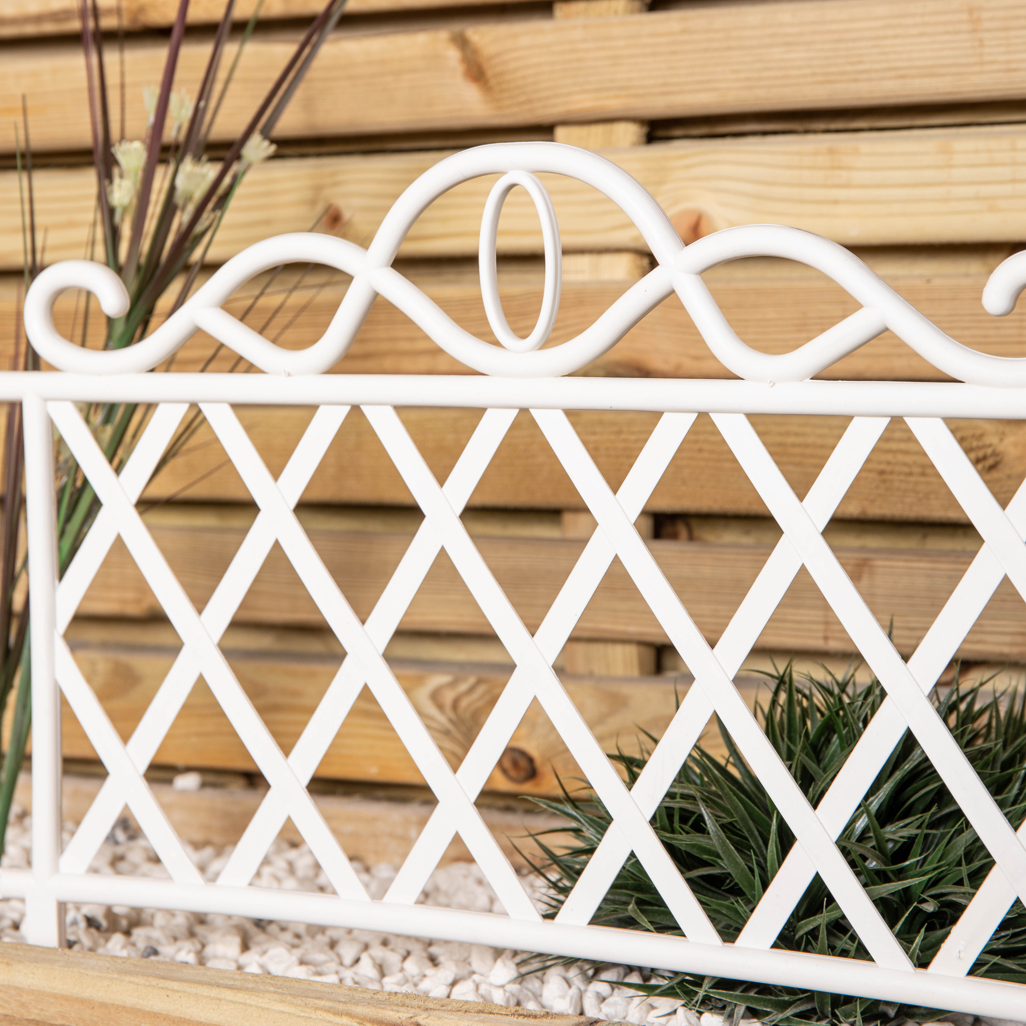 Pack of 3 27cm White Plastic Garden Patio Lawn Border Fence Edging