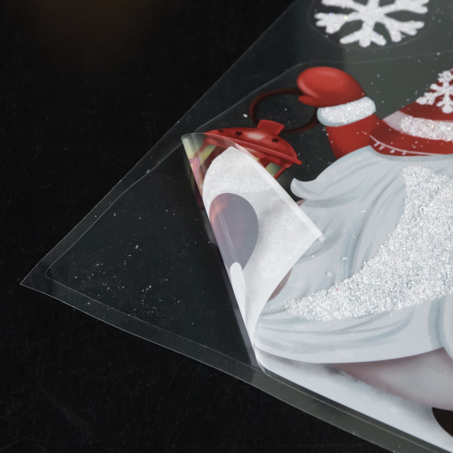 35cm Christmas Gonk in Snow Scene Window Decal Decoration with Glitter