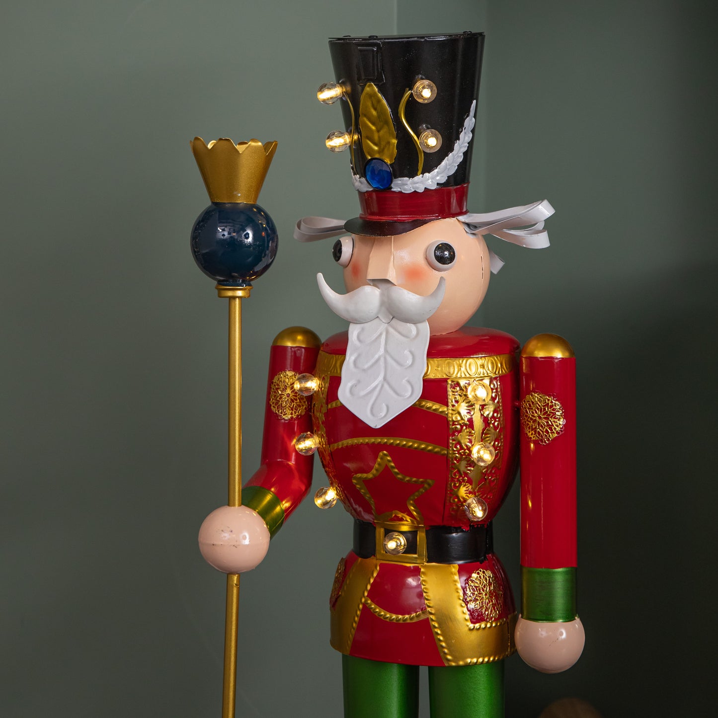 80cm Light Up Nutcracker Soldier LED Christmas Wooden Ornament Home Decoration