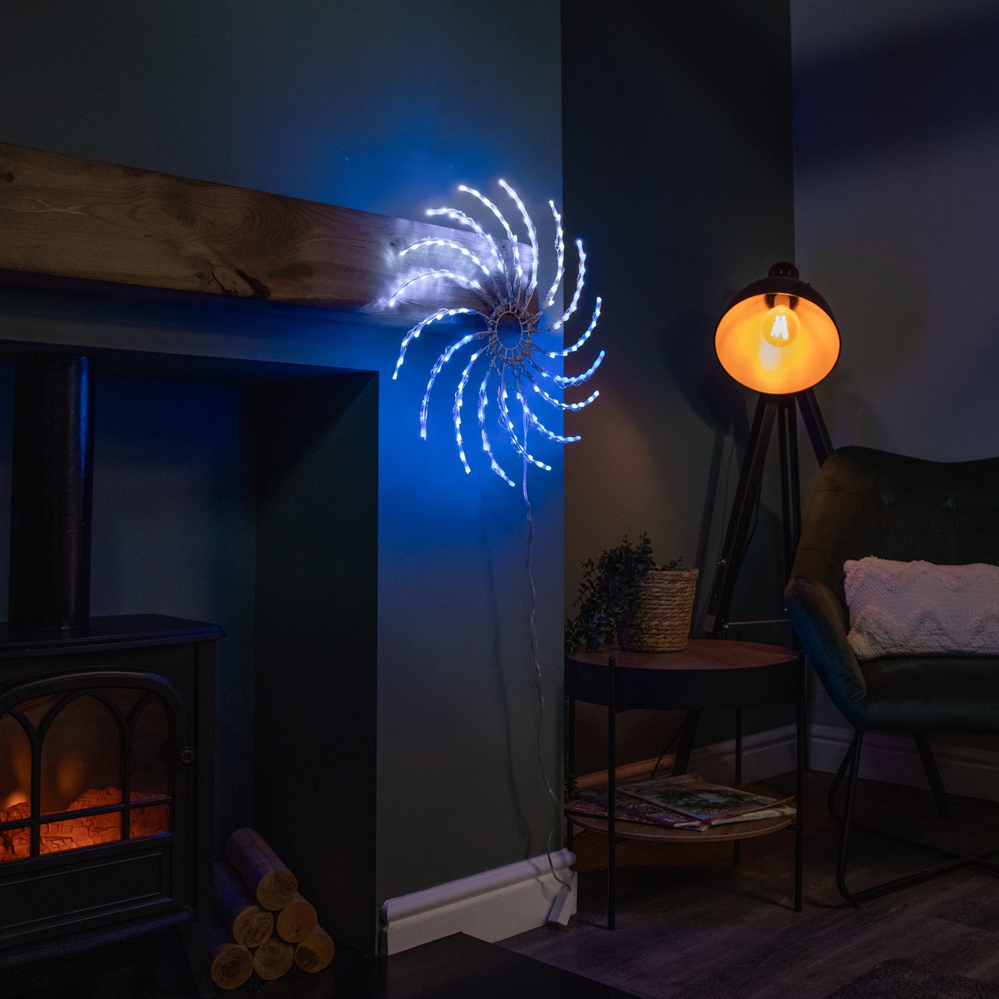 50cm Light up Christmas Spinner Decoration with 128 Blue and White LEDs