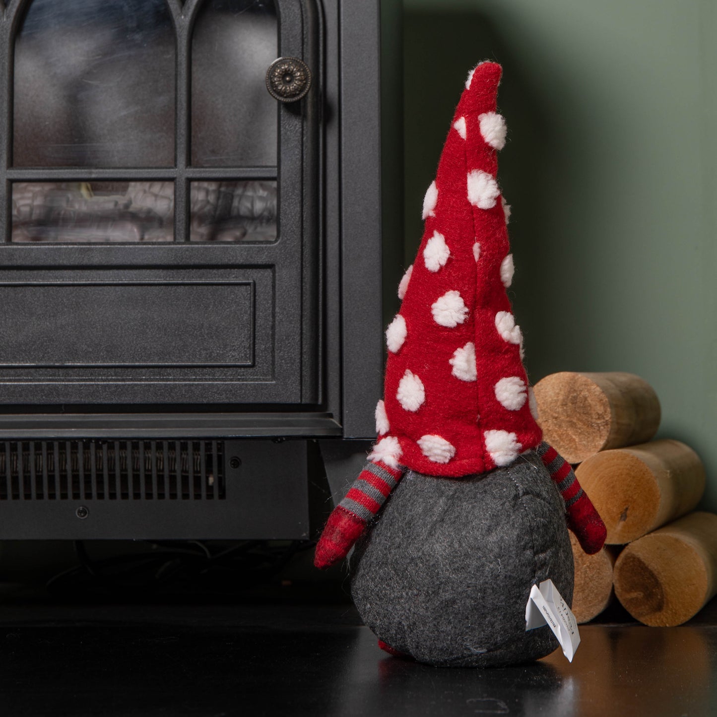32cm Festive Christmas Red & Grey Bearded Gonk with White Polka Dot Hat