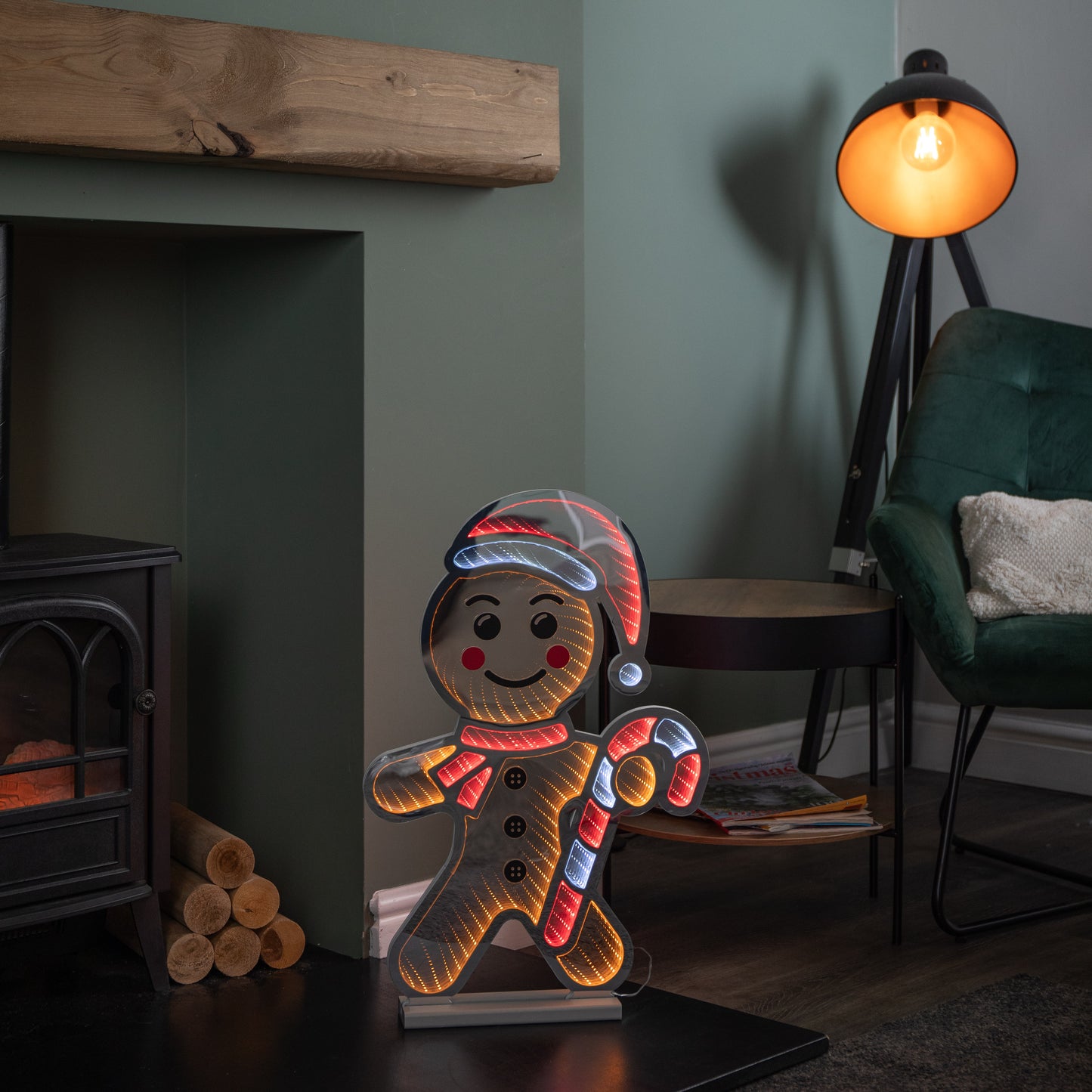 60cm Light up Gingerbread Man Infinity Christmas Decoration with LEDs