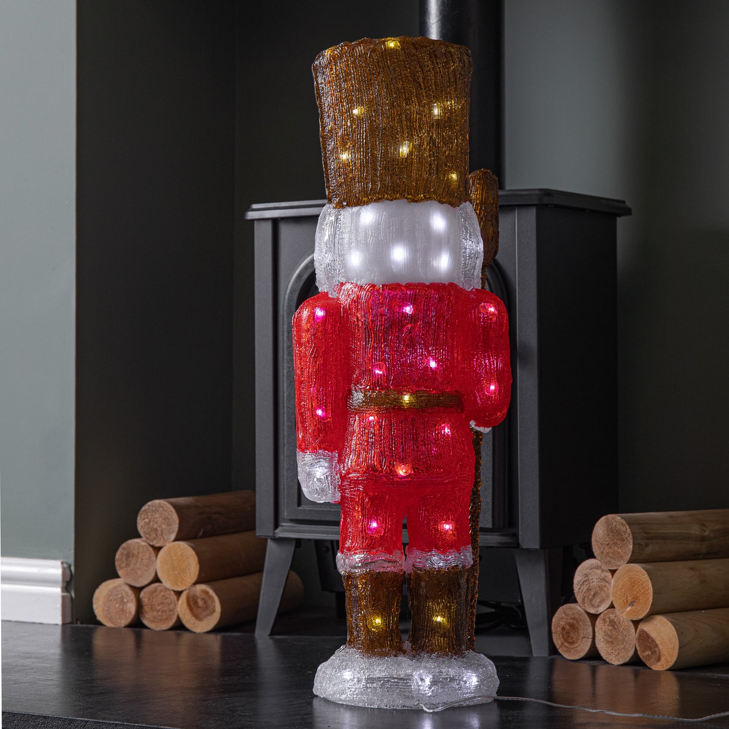 65cm Light up Acrylic Christmas Nutcracker Decoration with 80 White LEDs