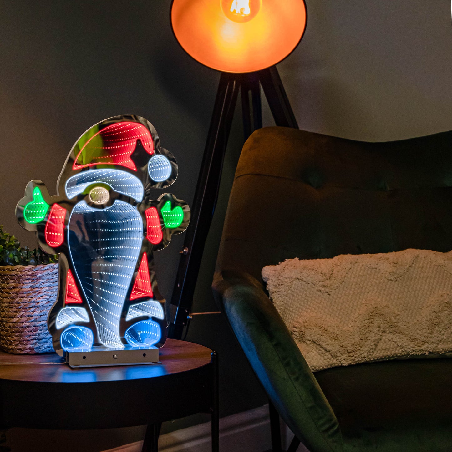 40cm Infinity Christmas Santa with Metal Base and Multi-Coloured LEDs