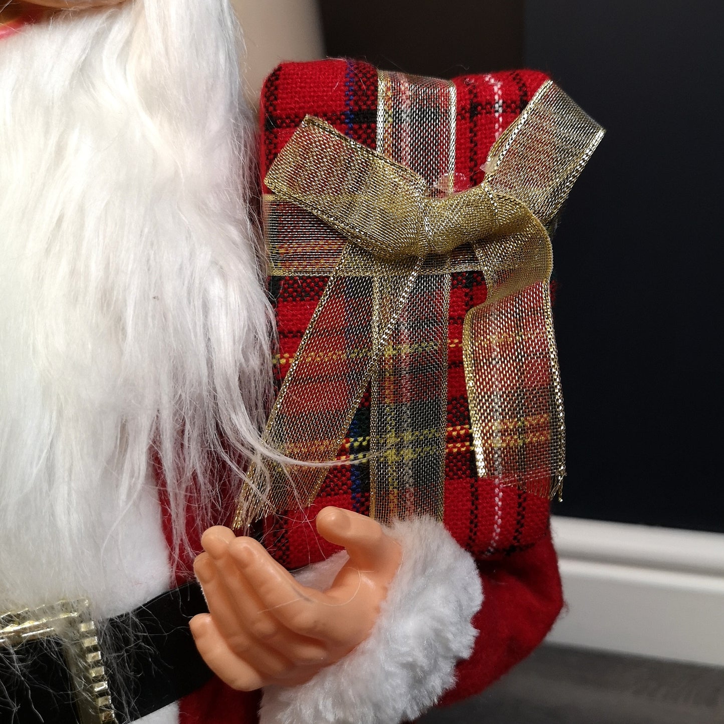 60cm Red Standing Santa Claus Indoor Decoration with Present and Green Sack