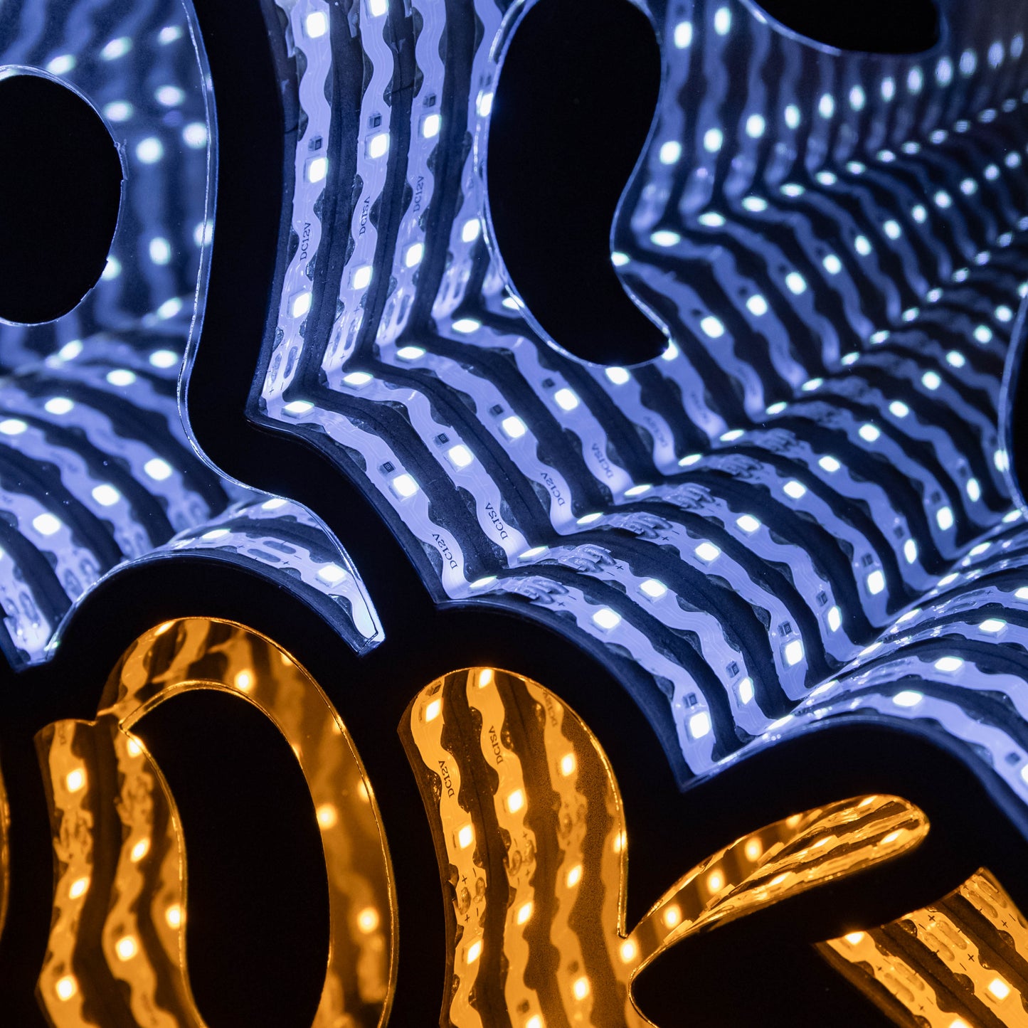 40cm Spooky Ghost Halloween Infinity Light with Orange and White LEDs