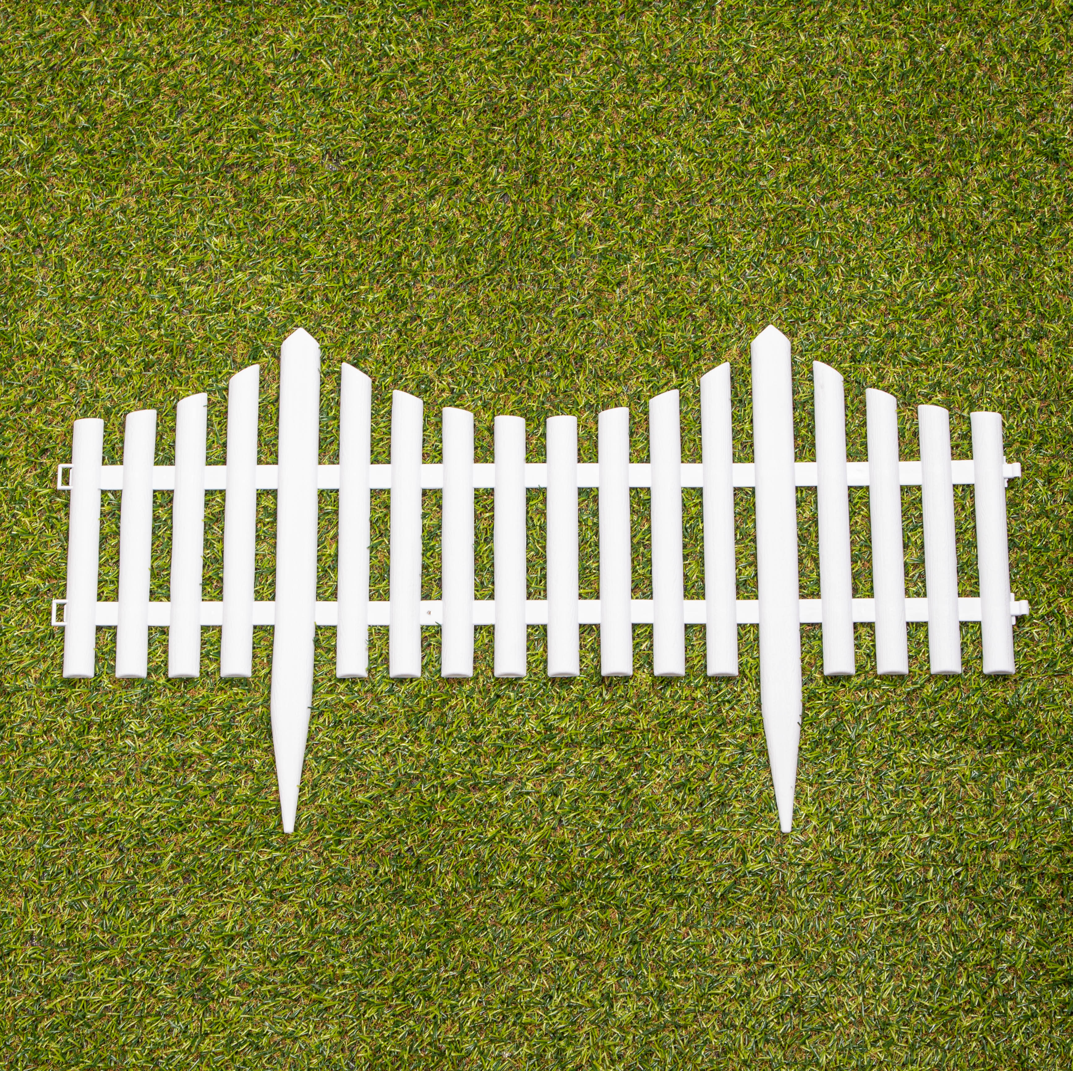 33cm 4 Piece Set White Wood Effect Picket Fence Garden Edging 