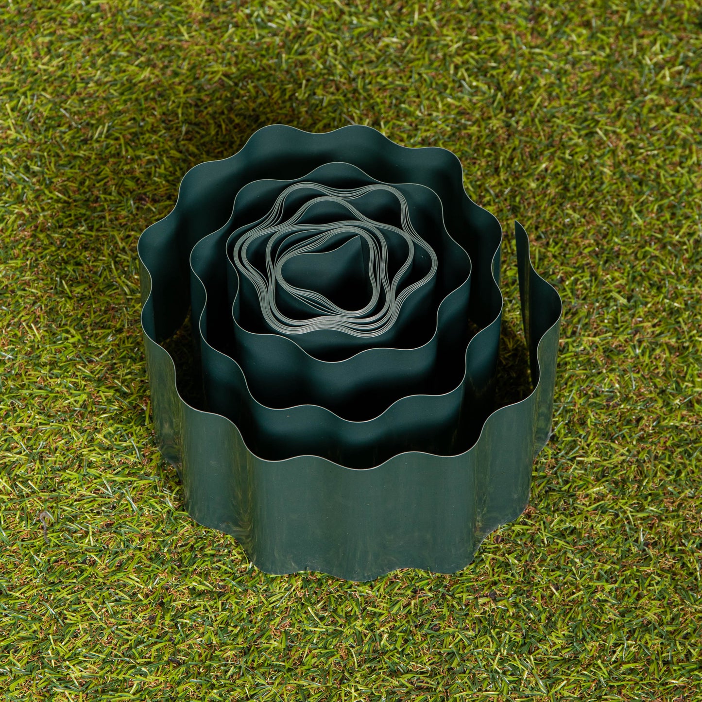 12cm x 6m Plastic Corrugated Lawn Garden Edging Border in Green