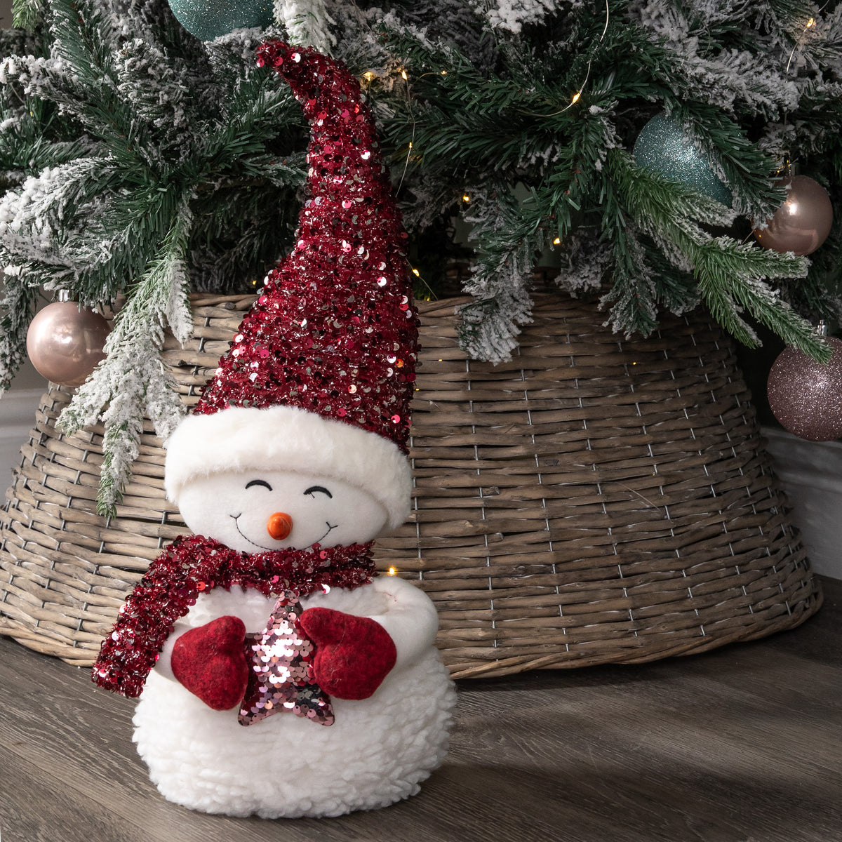 50cm Large Soft Fabric Sitting Snow Girl Christmas Decoration