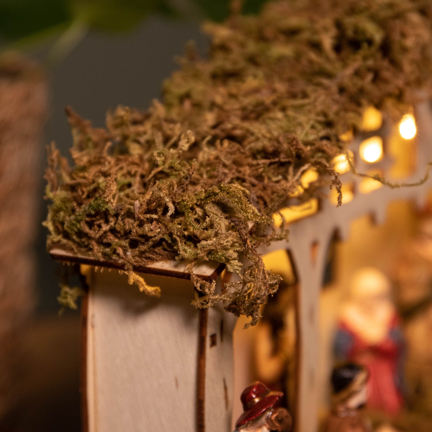 26cm Battery Operated Light up Wooden Christmas Nativity Scene with Warm White LEDs