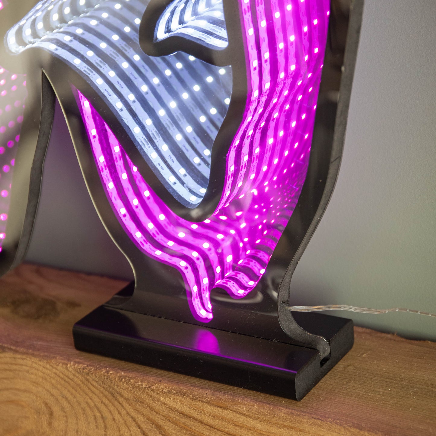 60cm Light up Halloween BOO Infinity Decoration with Pink and White LEDs