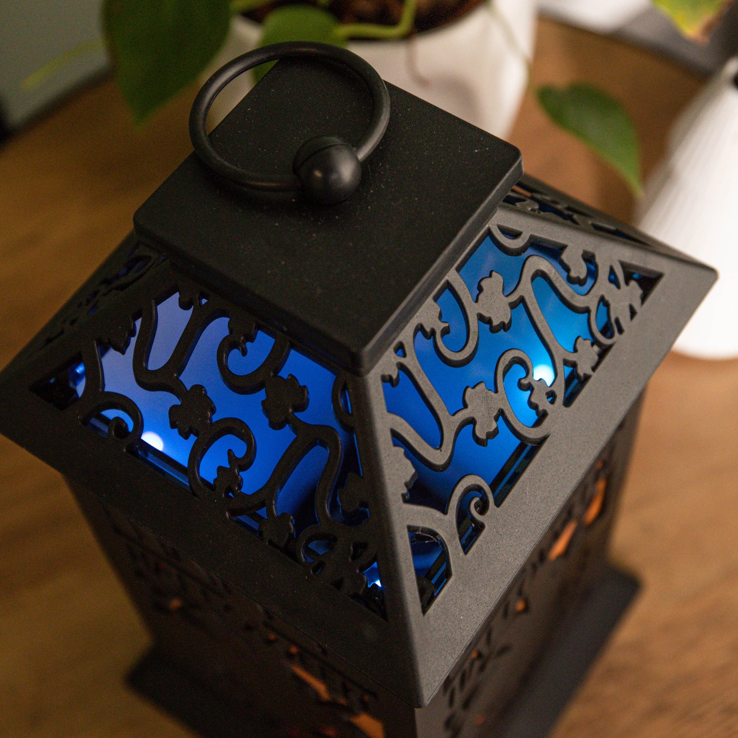 29cm Battery Operated Black Light up Happy Halloween Lantern Decoration with Multi-Coloured LEDs