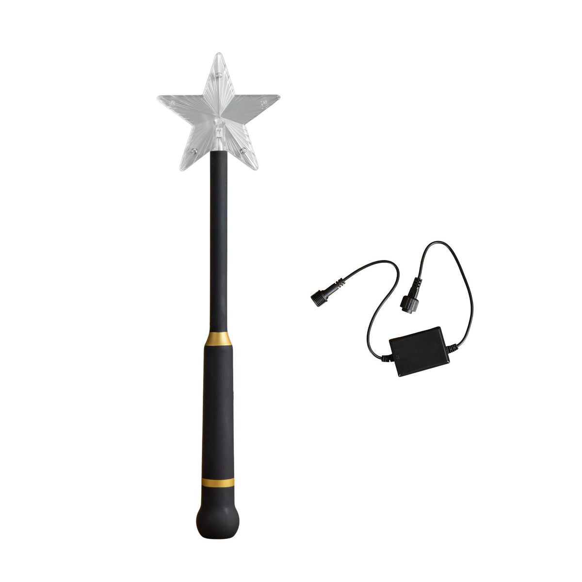 33cm Battery Operated Light up Black Remote Control Magic Wand with Connector