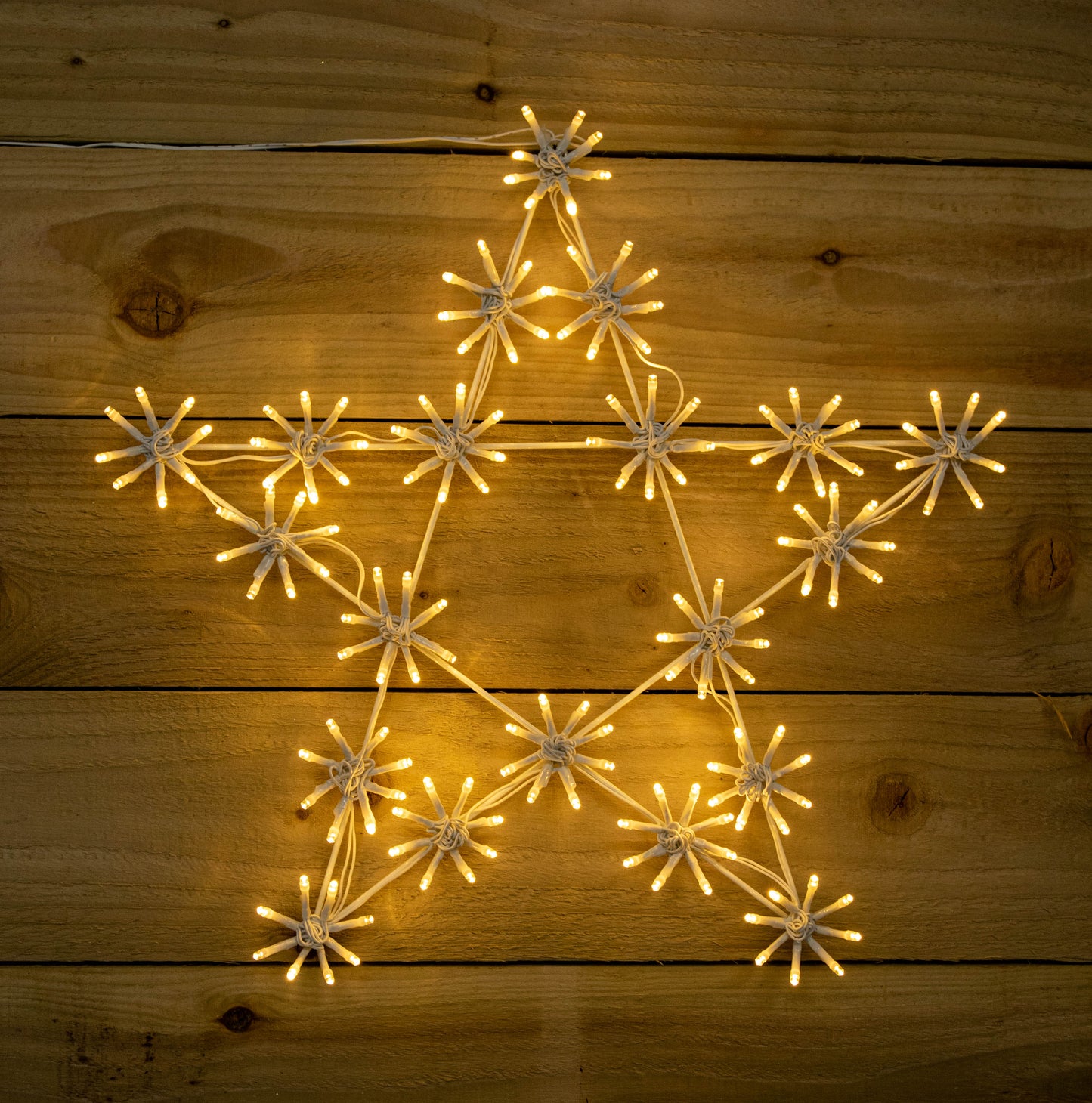 50cm Light up White Hanging Christmas Sparkle Star with 160 Warm White LEDs