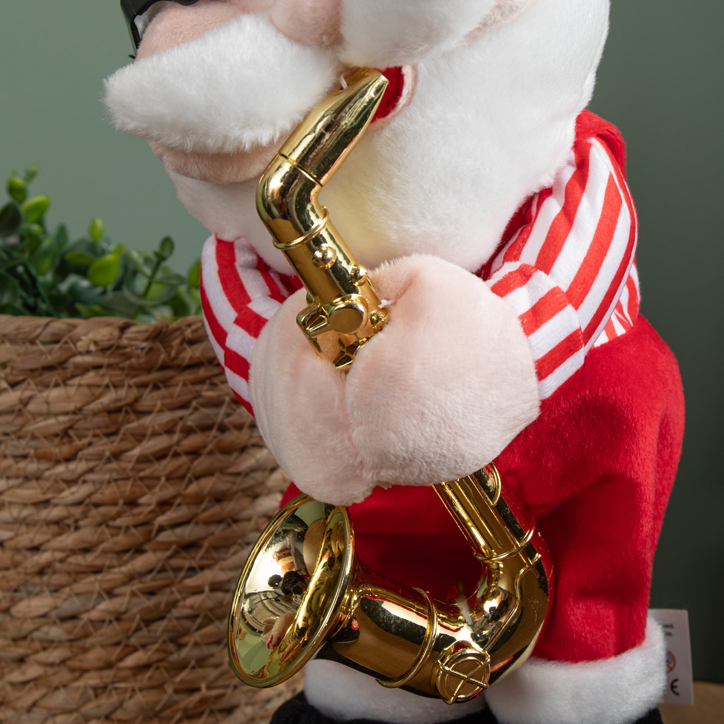 35cm Battery Powered Animated and Singing Santa with Saxophone Decoration