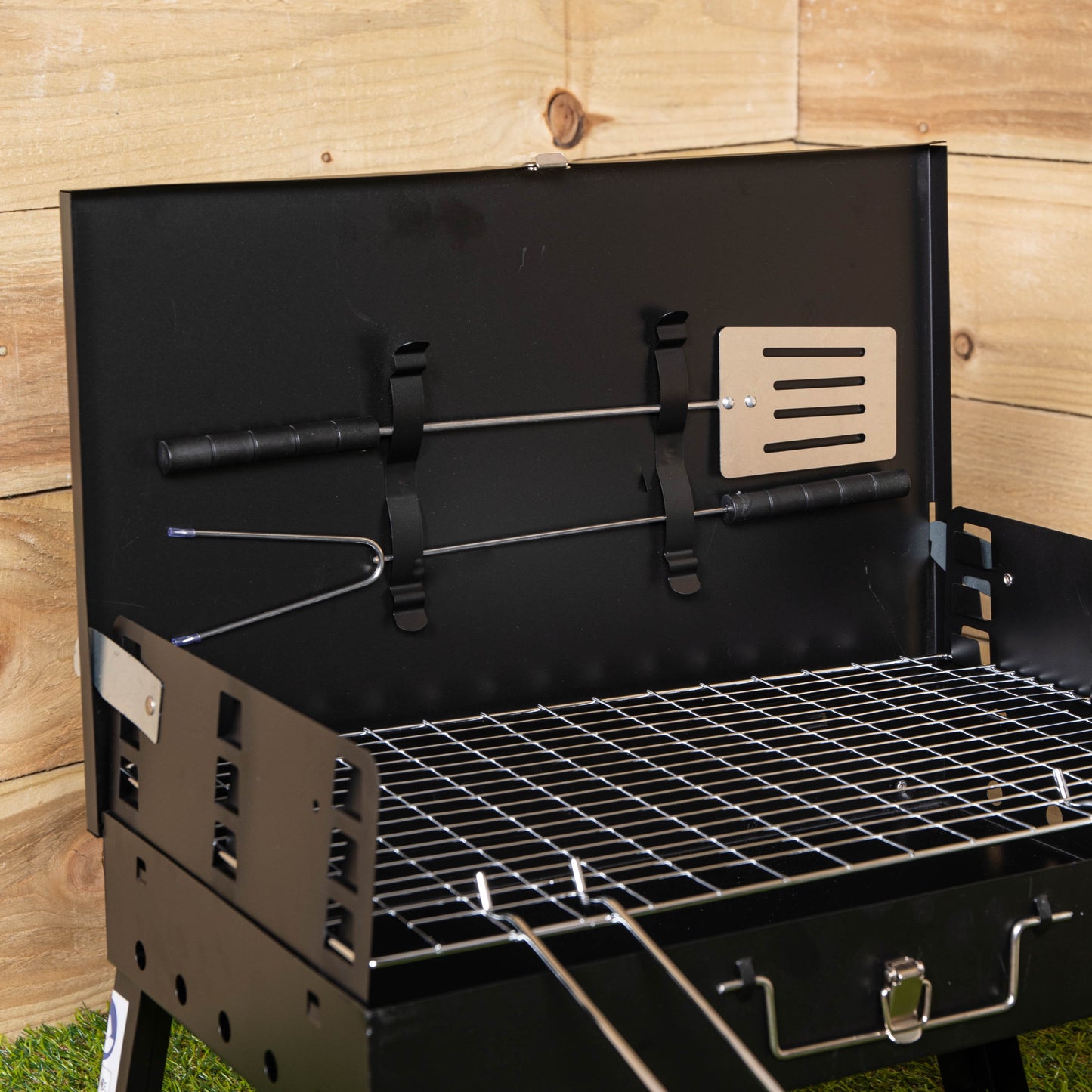 43cm x 26cm Folding Portable Camping Beach Barbecue BBQ with Wind Shield & Tools