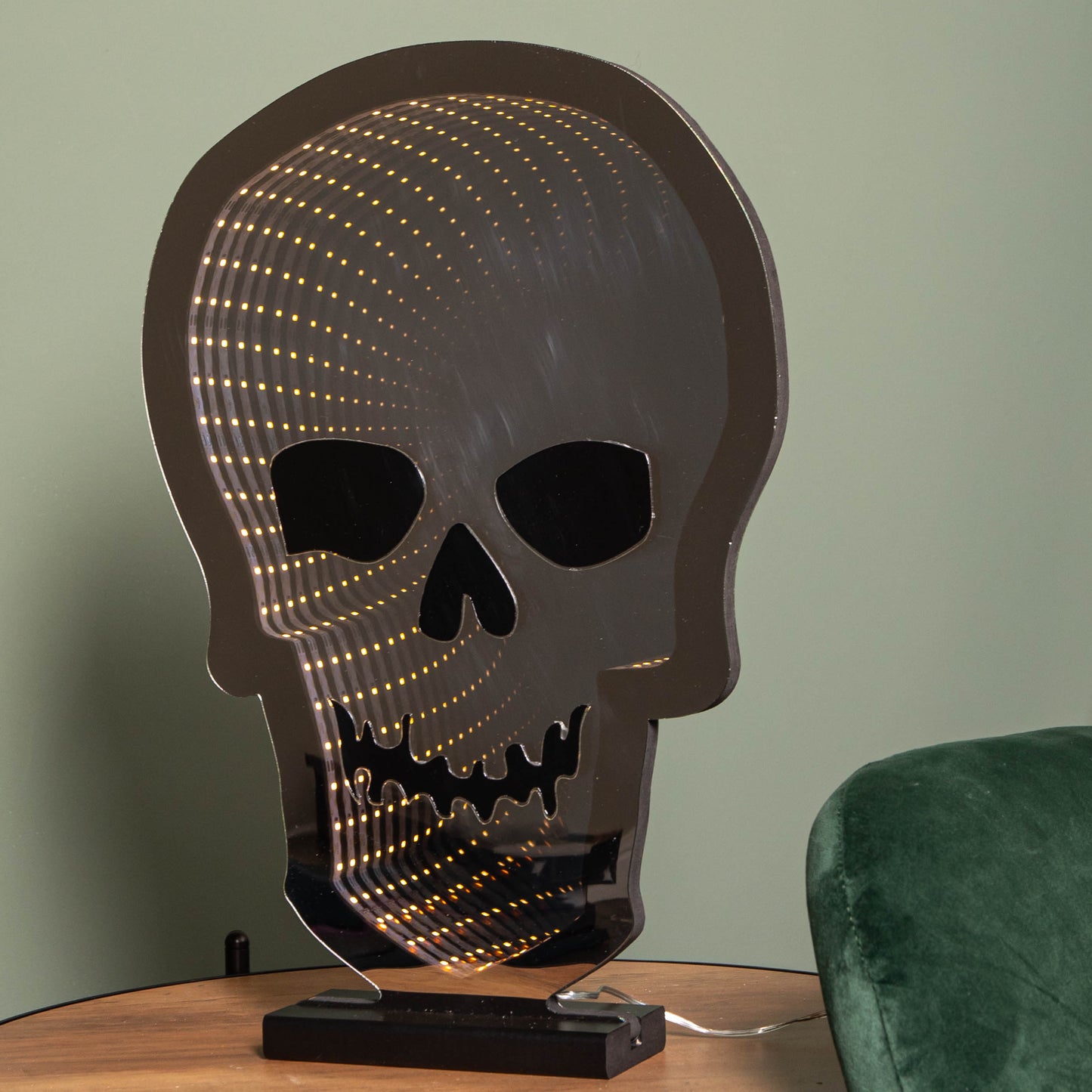 40cm Light up Halloween Skull Infinity Decoration with Warm White LEDs