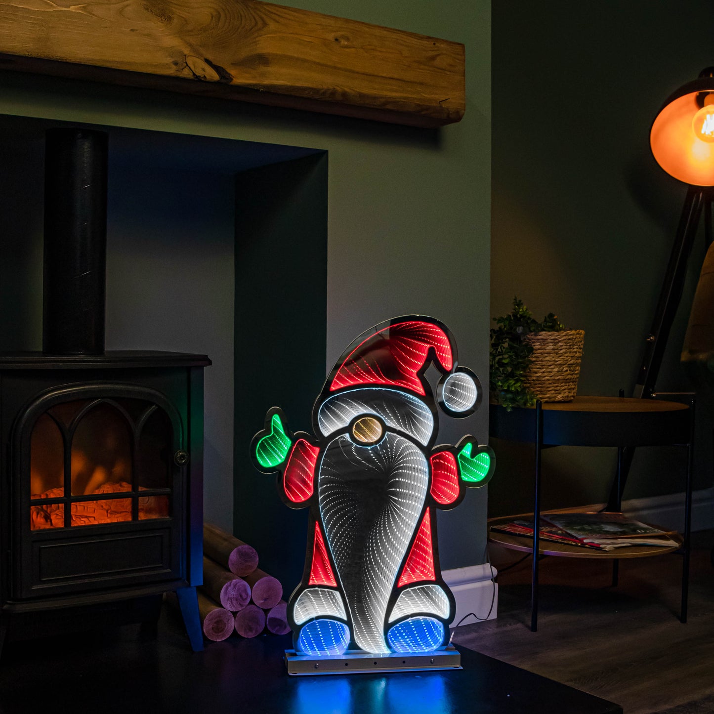 60cm Infinity Christmas Santa on Metal Base with Multi-Coloured LEDs