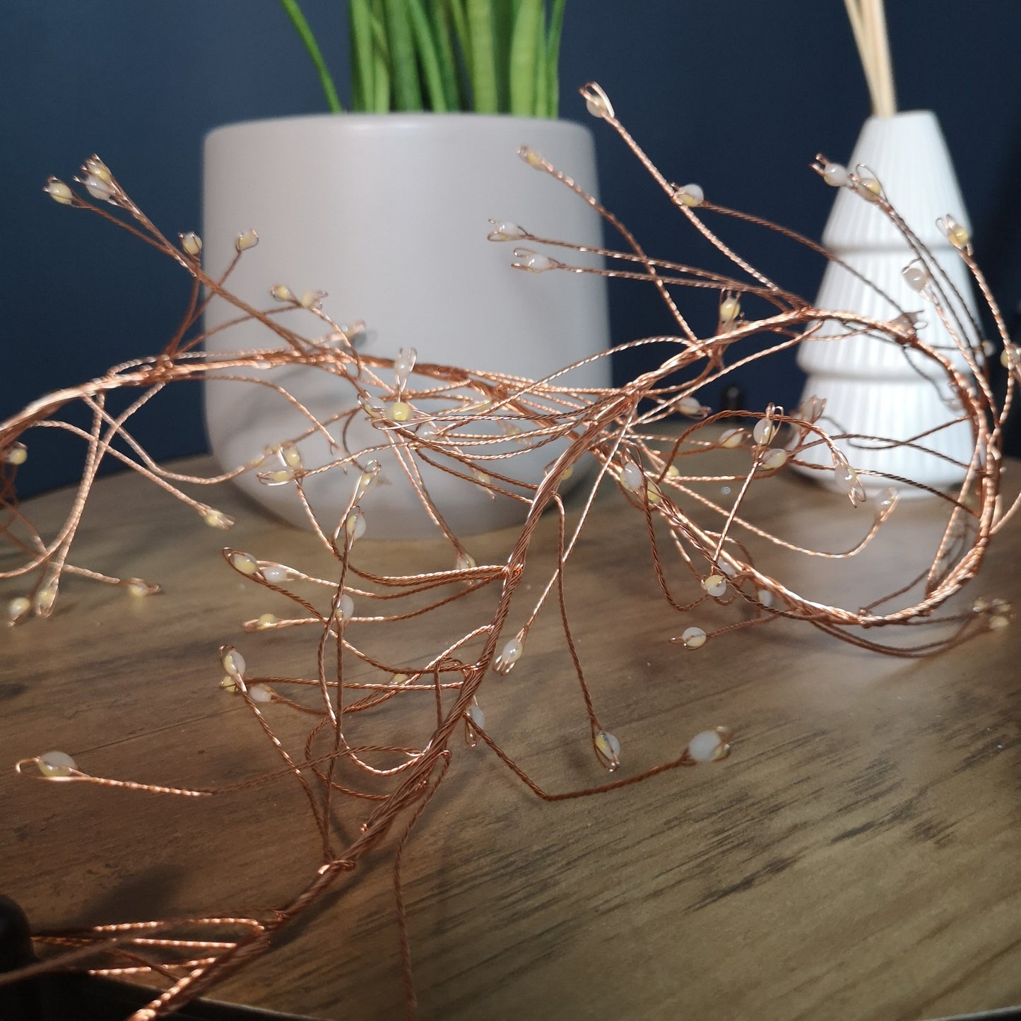 5.4m LED Multi Function Rose Gold Garland Wire Light Christmas Decoration with Timer in Warm White