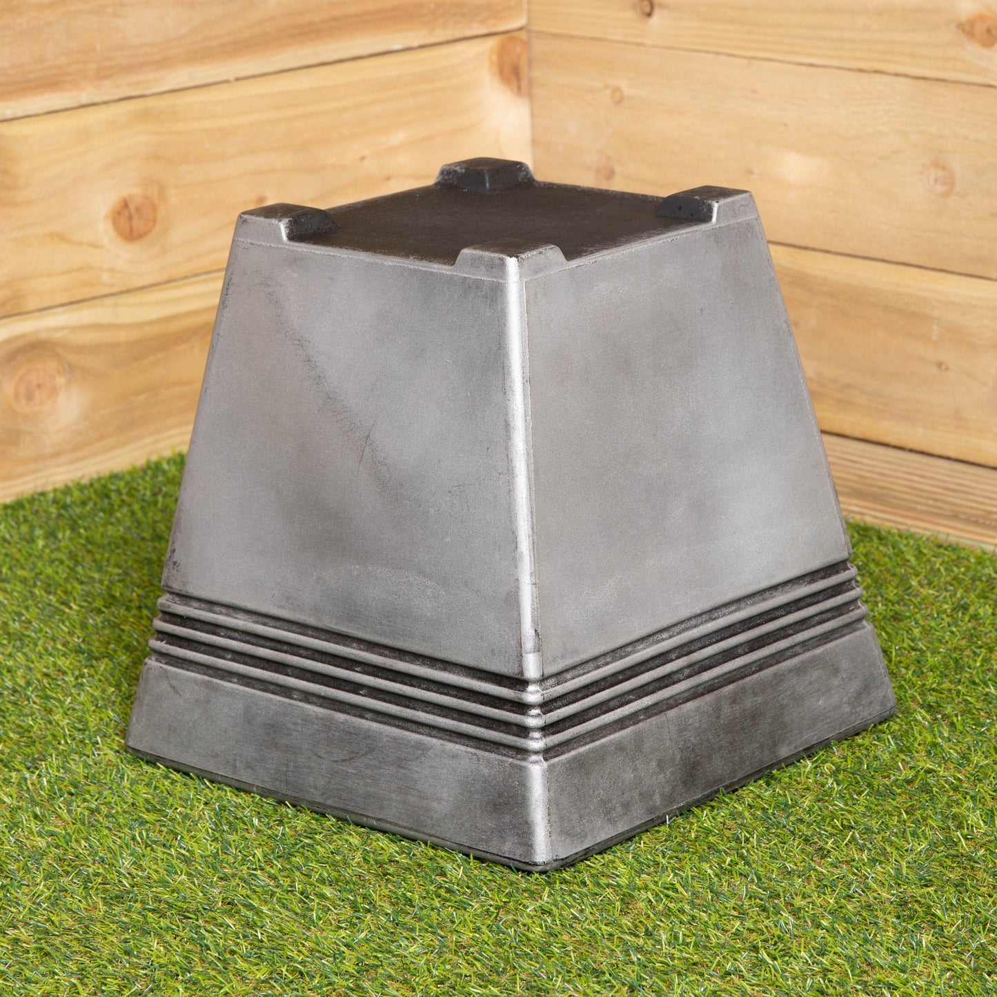 33cm Square Milano Plastic Grey Pewter Effect Garden Patio Plant Pot