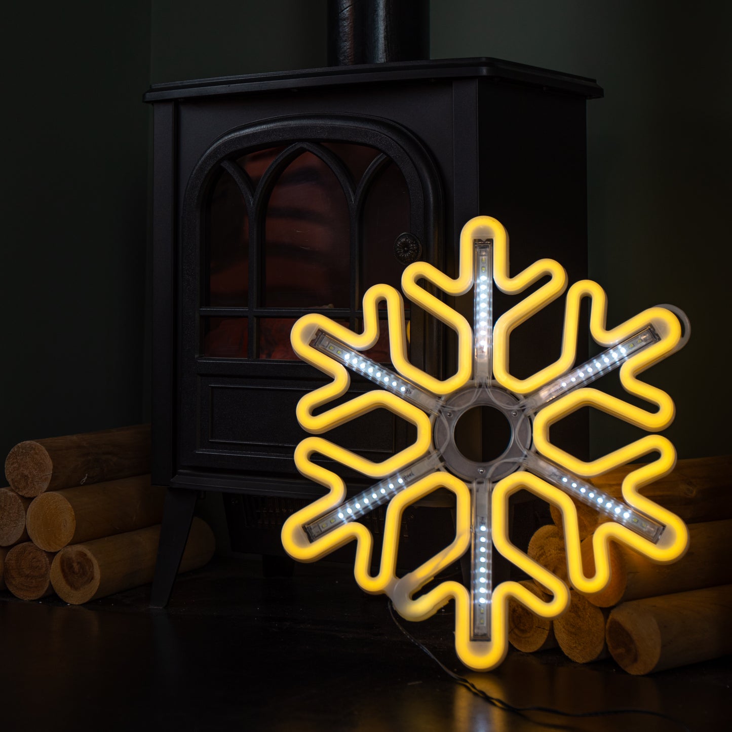 40cm Light up Neon Flex Christmas Snowflake with Shooting Star Effect and LEDs