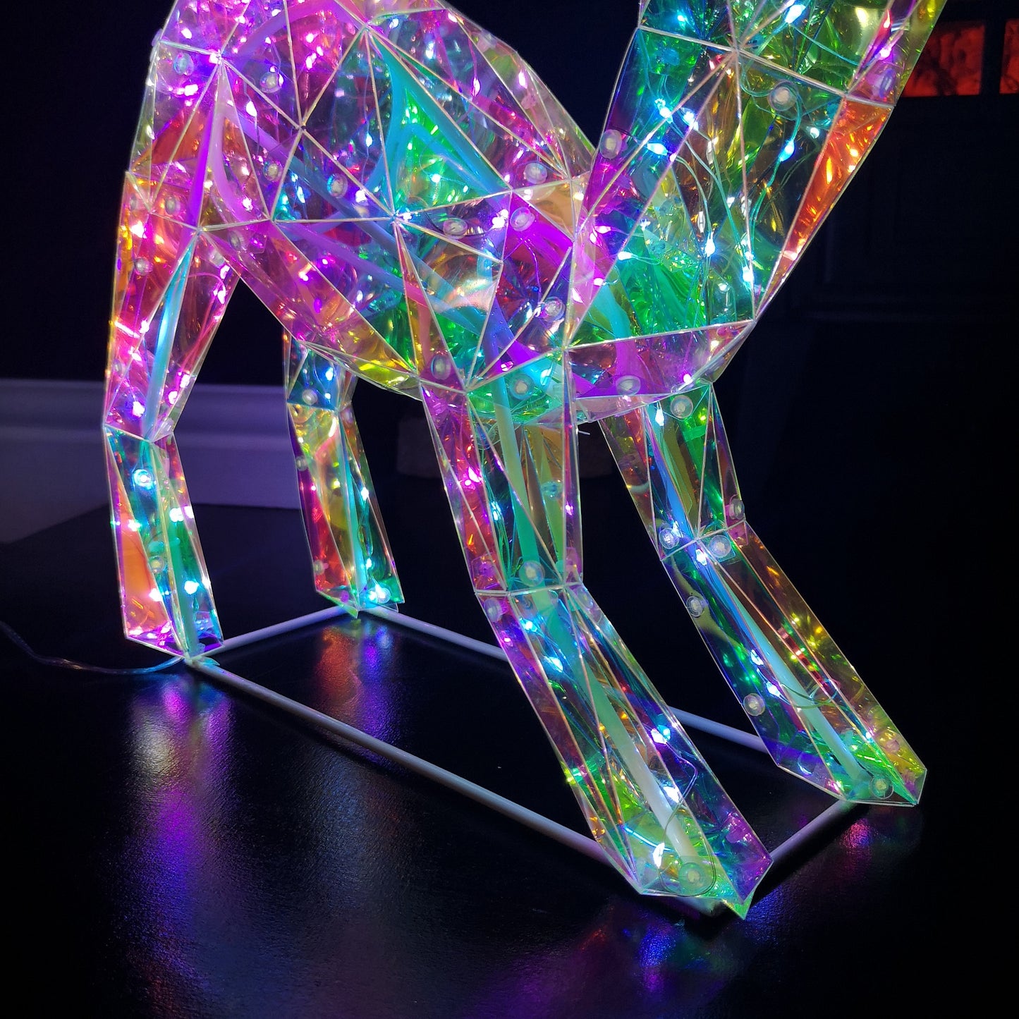 40cm Light up Standing Iridescent DreamLights Christmas Fawn with 100 White LEDs