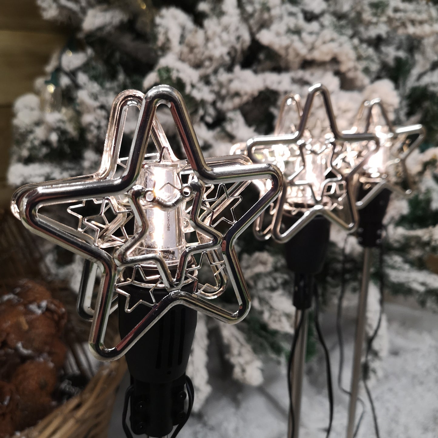 Set of 3 Christmas Star Flashing Warm White LED Connectable Pathfinder Lights