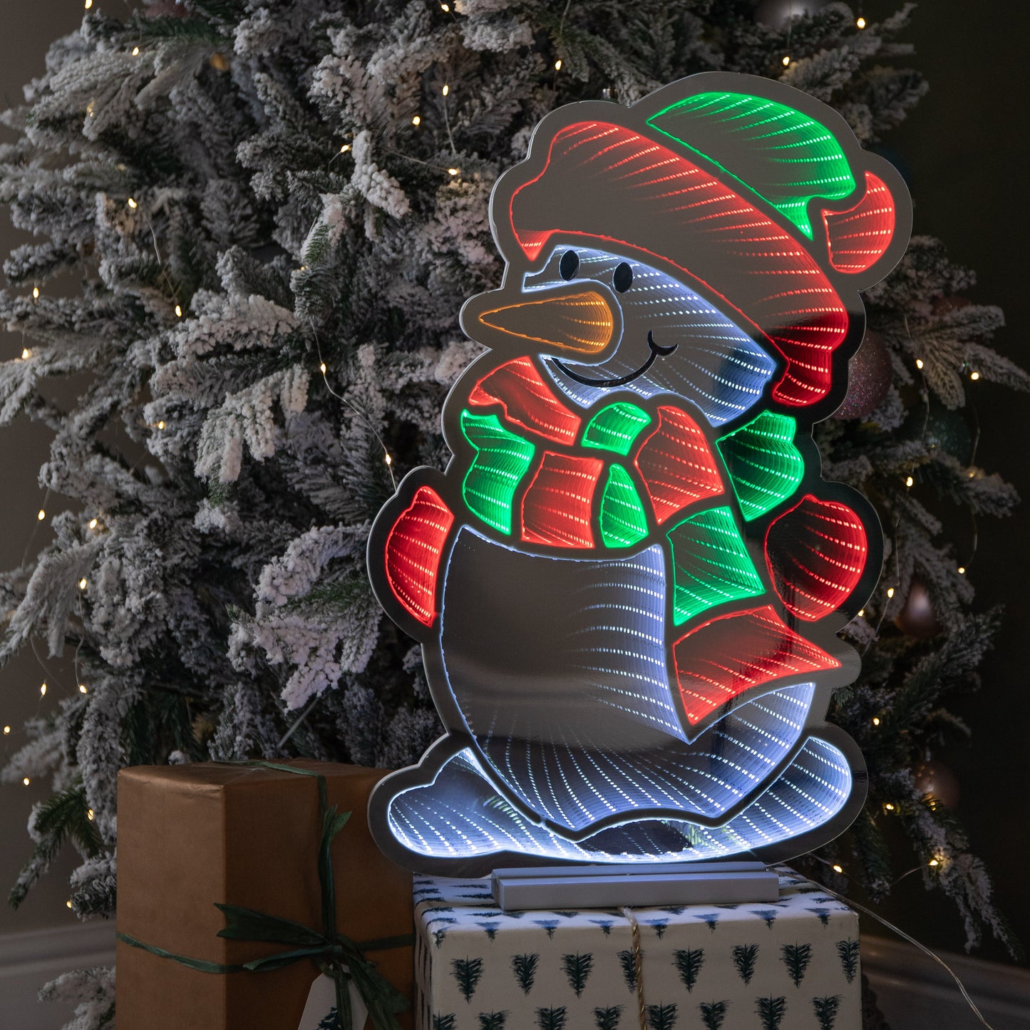 60cm Light up Snowman Infinity Christmas Decoration with Red, White and Green LEDs