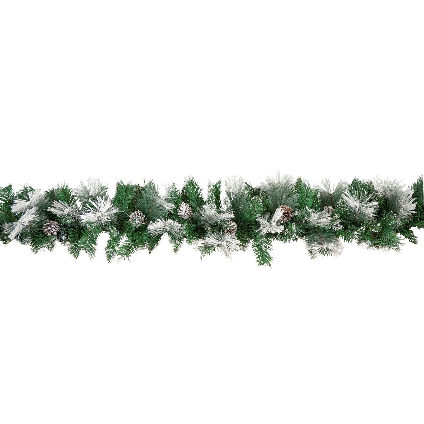 2.7m Snow Flocked Christmas Garland with Pine Cones and Mixed Needles