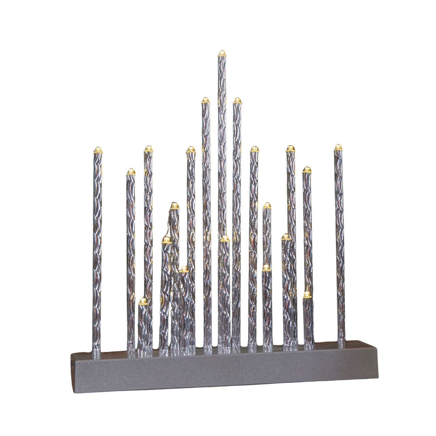 27cm Battery Powered Light up Christmas Candlebridge in Silver with 20 LEDs