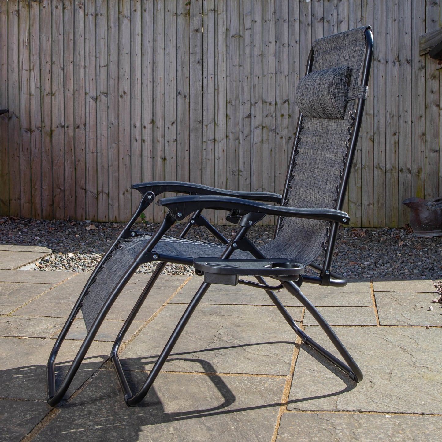 Multi Position Garden Zero Gravity Relaxer Chair Sun Lounger in Mixed Grey